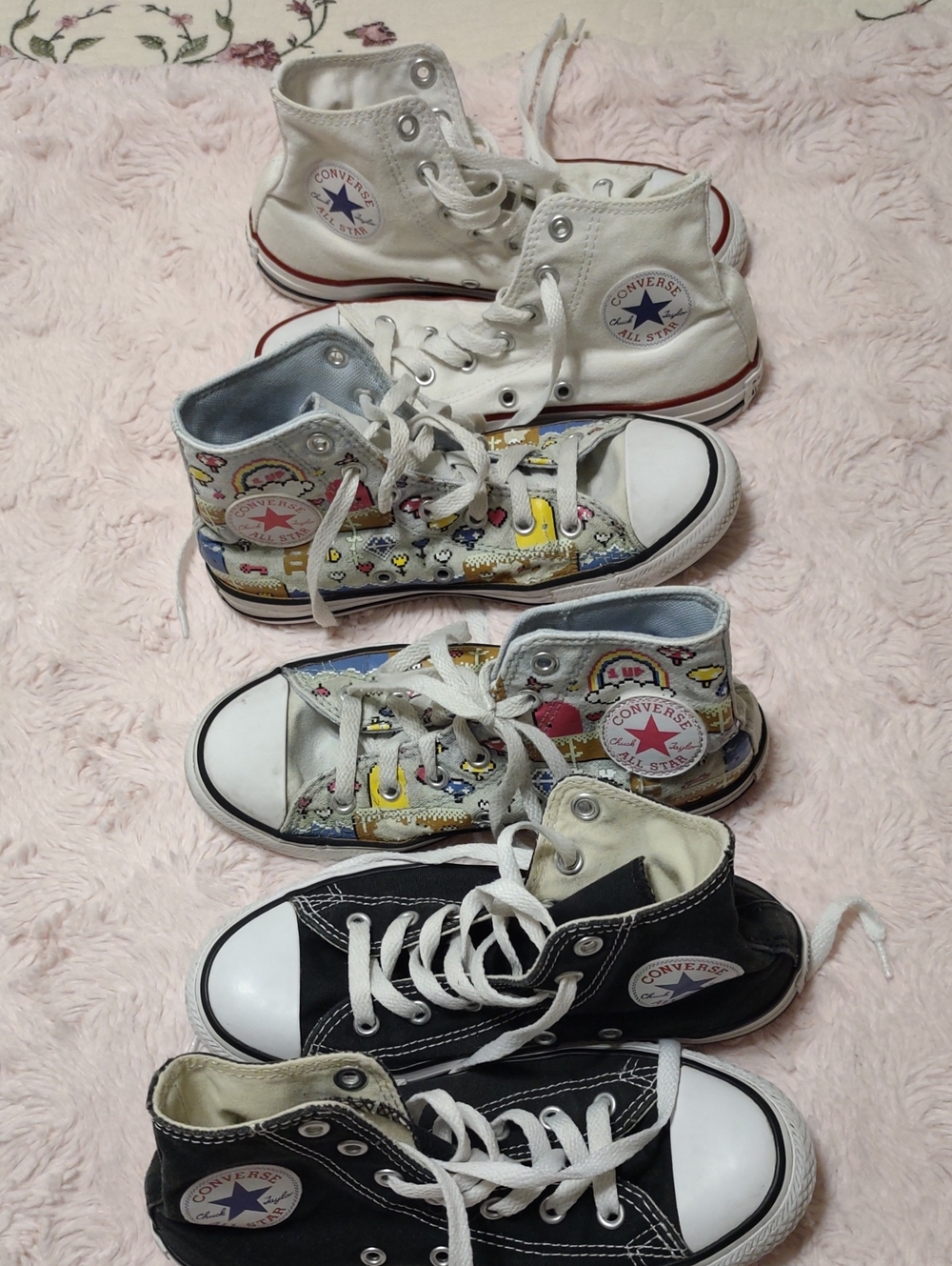 Converse Kids Mixed-Color High-Top Sneakers — Black, White, Multicolor